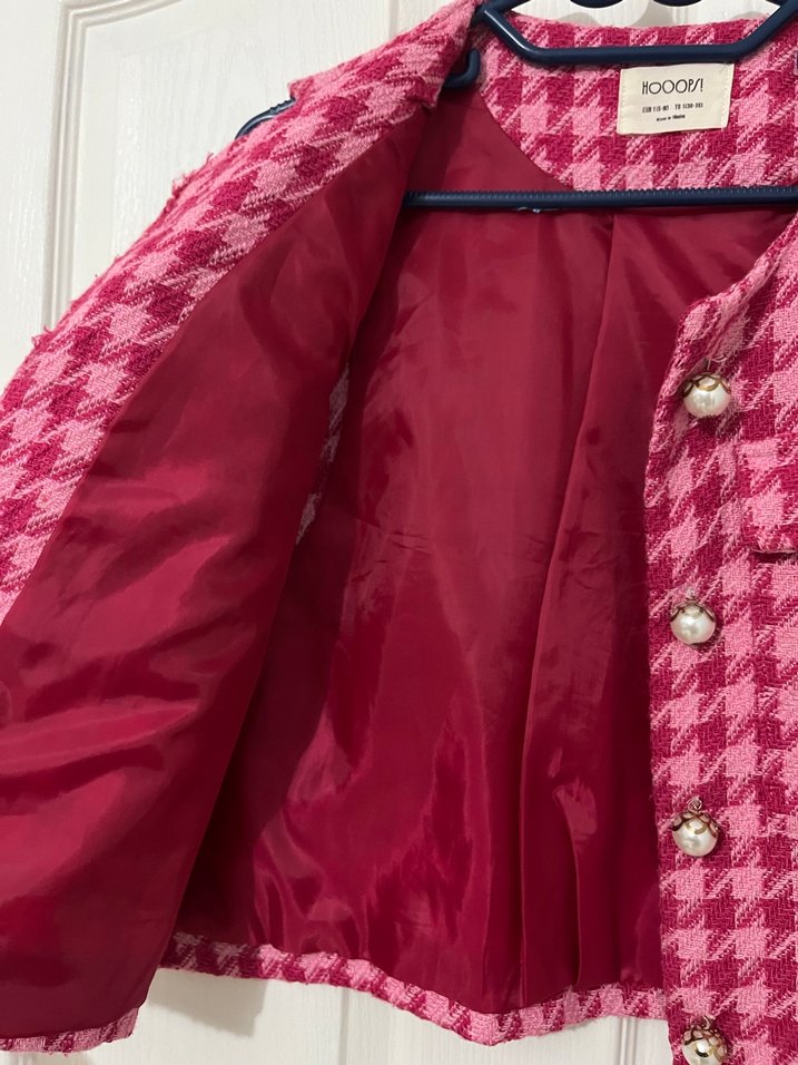 Pembe Desenli Düğmeli Yelek - Görsel 5