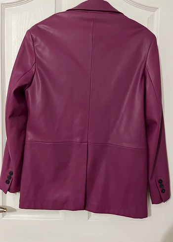Deri Düğmeli Kadın Ceket - Görsel 4