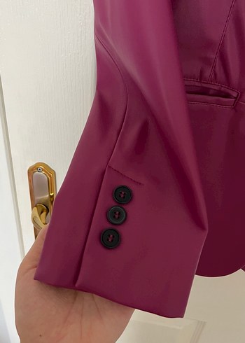 xs Beden mor Renk Deri Kadın Blazer Ceket