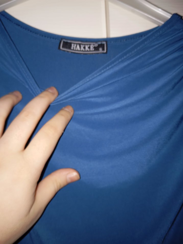 Kolsuz Drapeli Lacivert Midi Elbise - Görsel 2