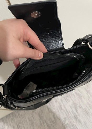 Kalpli Tokalı Siyah Gotik Deri Çanta - Görsel 3