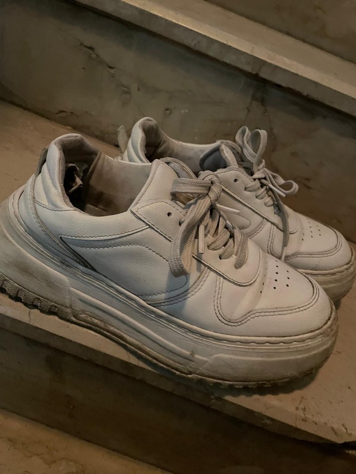 fil dişi rengi yüksek taban  Platform Kadın Spor Ayakkabı - Görsel 4