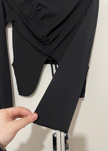 Siyah bağlamalı Uzun Kollu Gotik Bluz - Görsel 2