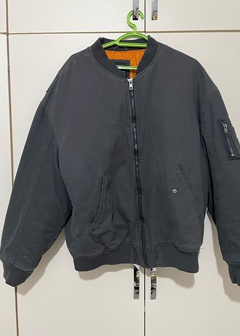 Gri Kadın Bomber Ceket Fermuarlı - Görsel 7