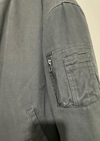 Gri Kadın Bomber Ceket Fermuarlı - Görsel 6