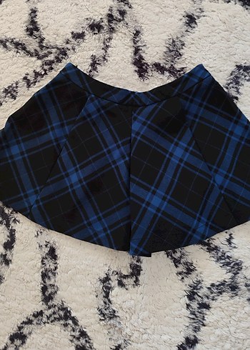 Mavi Pilili Kısa Mini Etek - Görsel 3