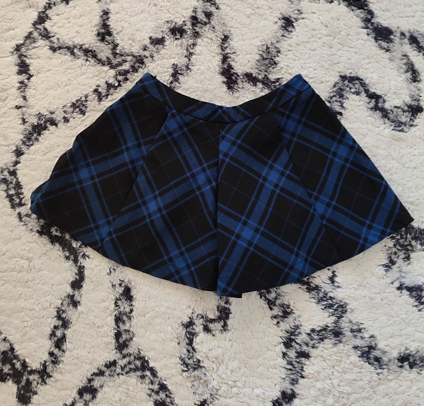 Mavi Pilili Kısa Mini Etek - Görsel 3