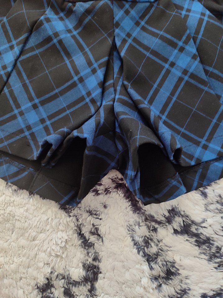 Mavi Pilili Kısa Mini Etek - Görsel 4