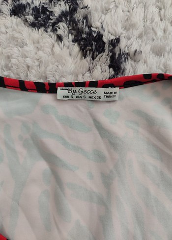 Kırmızı Zebra Desenli Uzun Kollu Crop Bluz - Görsel 4