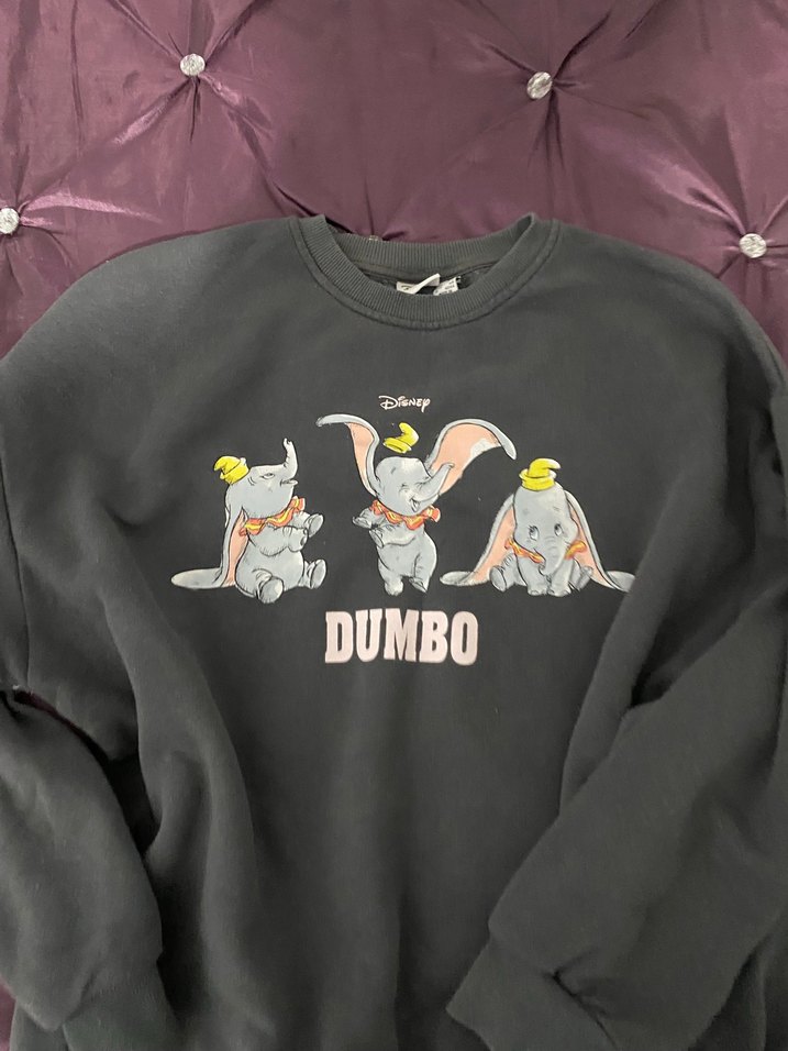 Gri Oversize Dumbo Baskılı Kadın Sweatshirt - Görsel 2