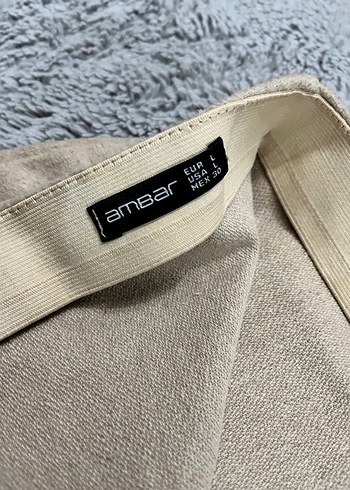 Bej Keten Mini Kalem Etek - Görsel 4