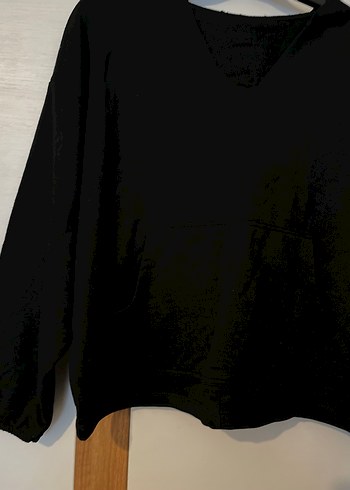 m Beden siyah Renk Siyah V yaka salaş kadın sweatshirt