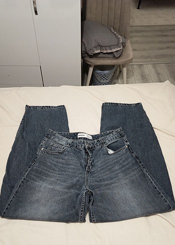 Bershka Yuksek Bel Mavi Denim Sort