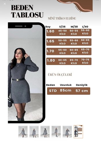 Trendyol & Milla Gri Fitilli Triko Midi Elbise