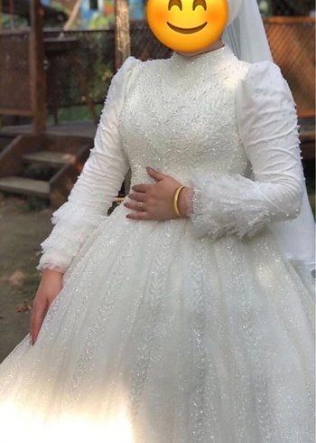 xl Beden beyaz Renk Uzun Kollu Beyaz Vintage Prenses Gelinlik