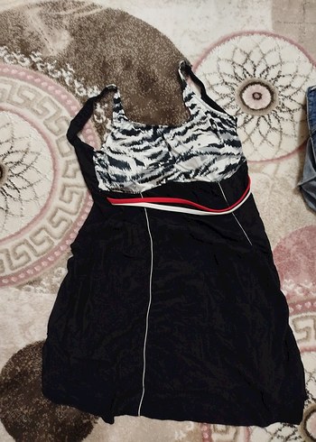 Zebra Desenli Drapeli Siyah Uzun Mayo - Görsel 3