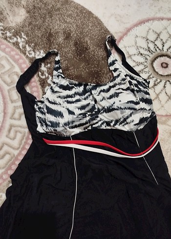 Zebra Desenli Drapeli Siyah Uzun Mayo - Görsel 2