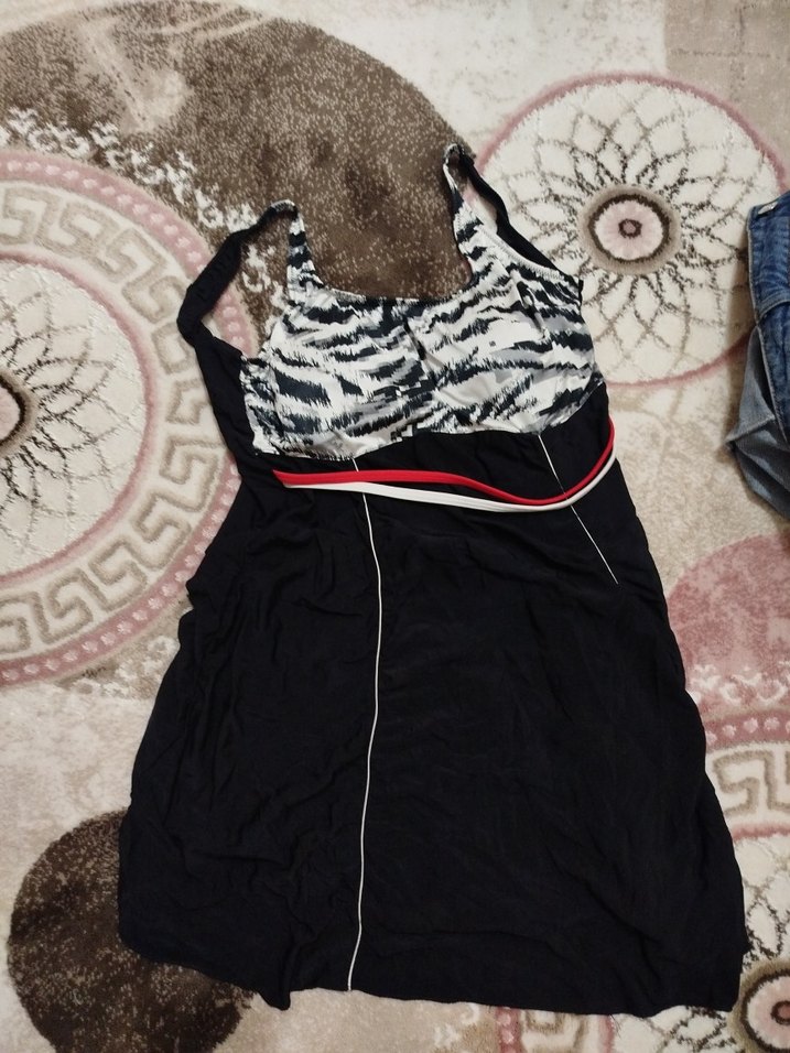 Zebra Desenli Drapeli Siyah Uzun Mayo - Görsel 3