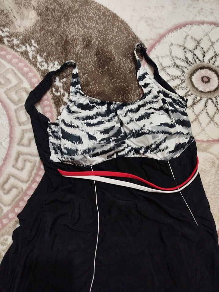 Zebra Desenli Drapeli Siyah Uzun Mayo - Görsel 2