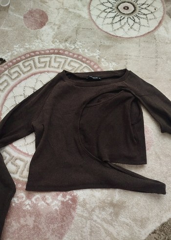 Kahverengi Uzun Kollu Triko - Görsel 2