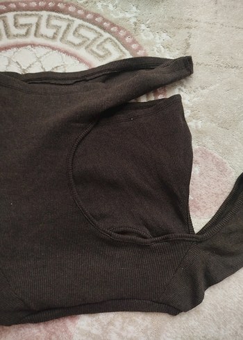 Kahverengi Uzun Kollu Triko - Görsel 3