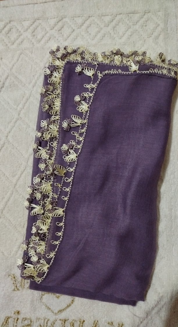 Mor Dantel Detaylı Bohem Kadın Şal - Görsel 5