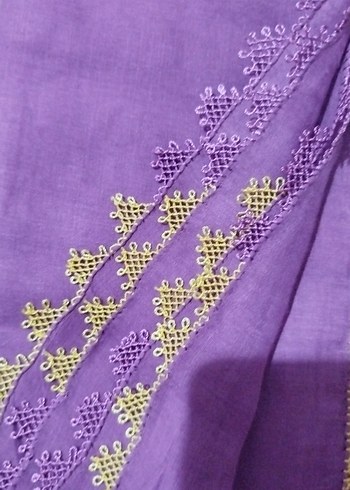 Dantel Detaylı Mor Kadın Şal - Görsel 3