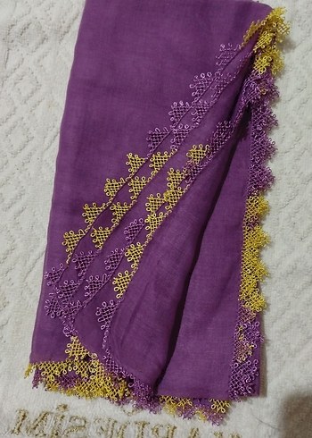 Dantel Detaylı Mor Kadın Şal - Görsel 4