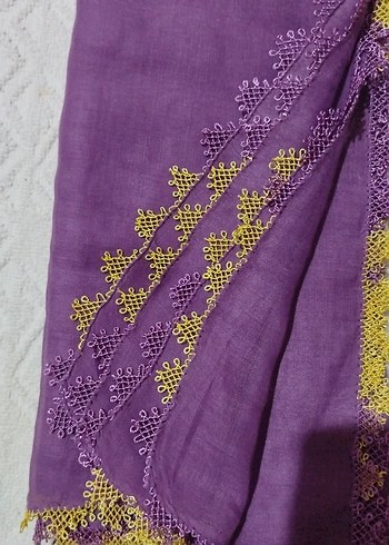 Dantel Detaylı Mor Kadın Şal - Görsel 2