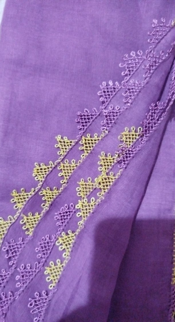 Dantel Detaylı Mor Kadın Şal - Görsel 3