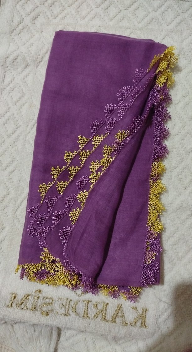 Dantel Detaylı Mor Kadın Şal - Görsel 4