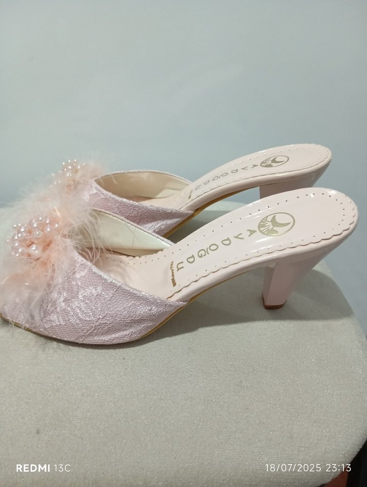 Dantel detaylı kadın topuklu terlik - Görsel 2