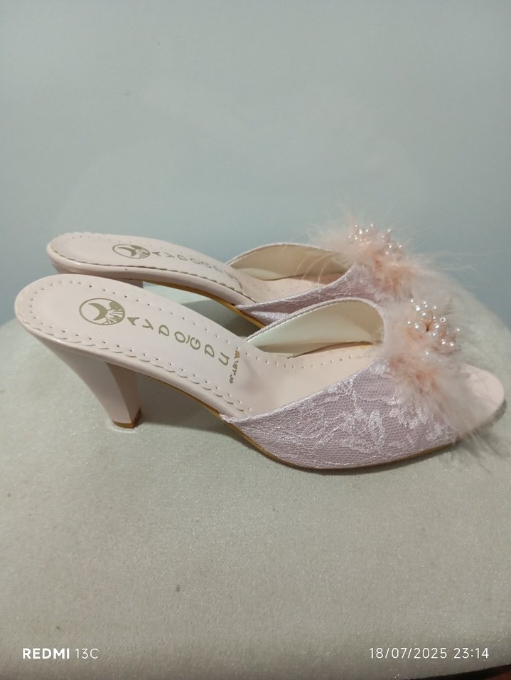 Dantel detaylı kadın topuklu terlik - Görsel 3