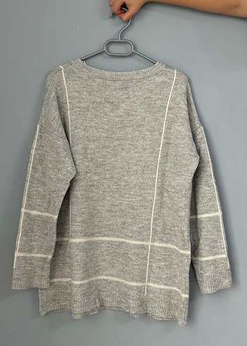 Gri Kadın Triko Uzun Kollu Kazak - Görsel 2
