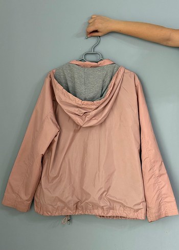 Pembe Midi Uzunlukta Kadın Spor Ceket yağmurluk - Görsel 3