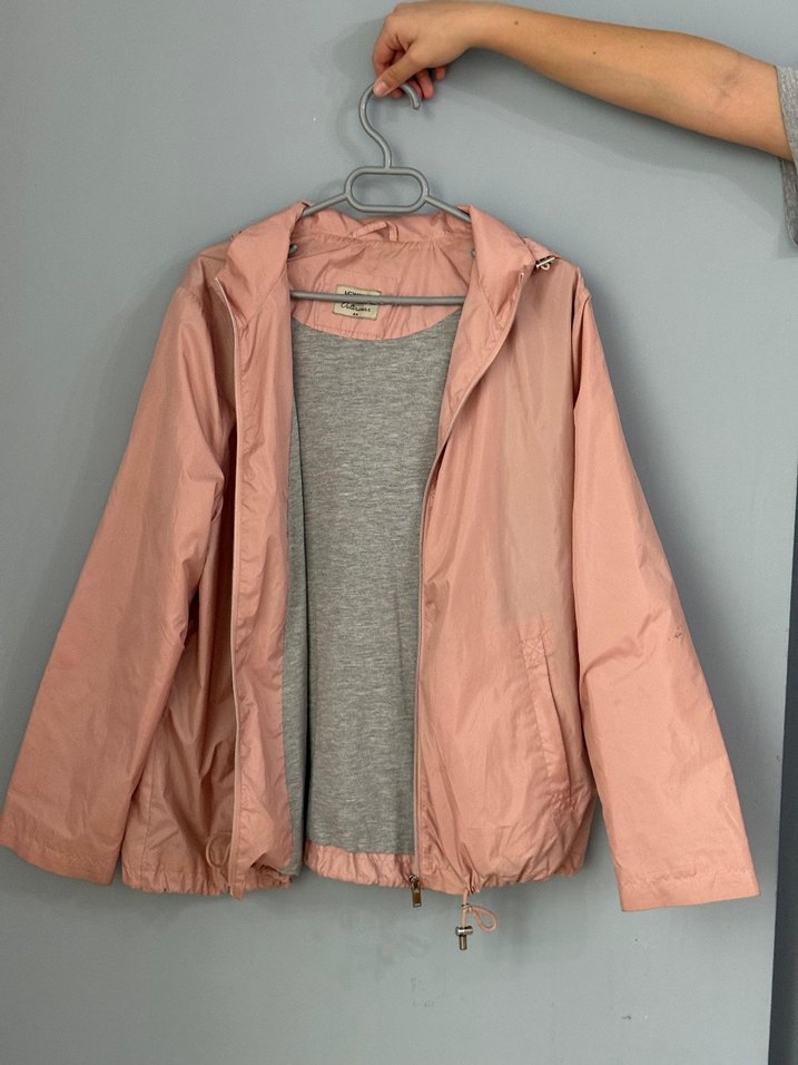 Pembe Midi Uzunlukta Kadın Spor Ceket yağmurluk - Görsel 2