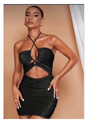 Siyah Simli Mini Elbise - Görsel 2