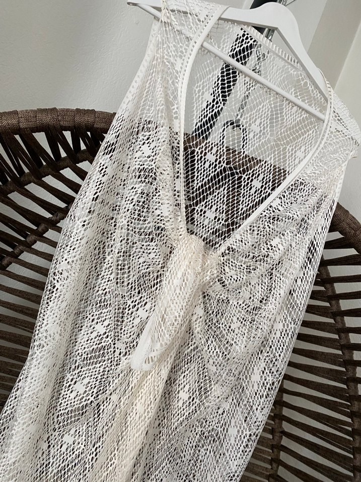 Beyaz Dantel Detaylı Bohem Kadın Pareo - Görsel 2