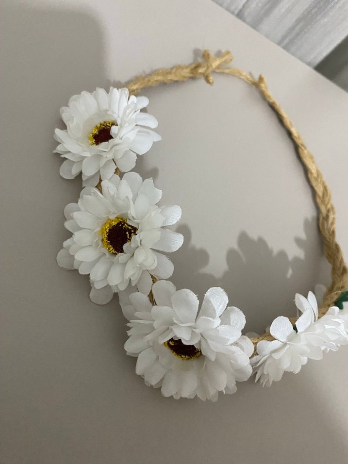 Beyaz Bohem Çiçekli Saç Aksesuarı - Görsel 2