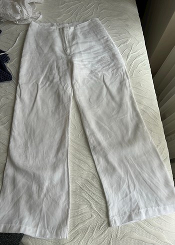 Zara Beyaz keten pantolon