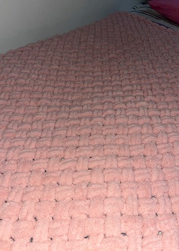 Pembe PUFFY EL Örgü Çocuk Battaniyesi - Görsel 4