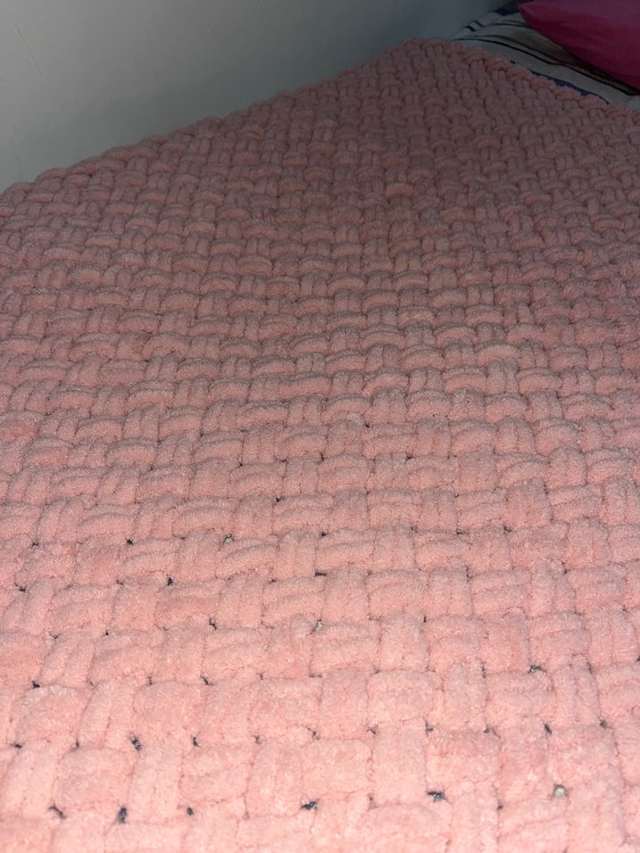 Pembe PUFFY EL Örgü Çocuk Battaniyesi - Görsel 4