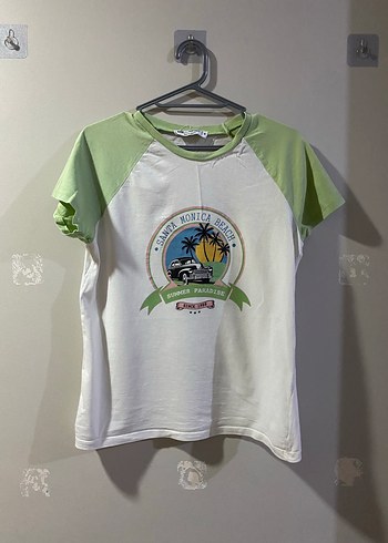 Koton Yeşil Baskılı Kısa Kollu Tişört