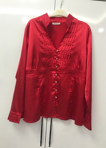 Saten İpek parlak taş pırlanta düğmeli gömlek - Görsel 2