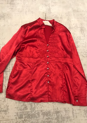 Saten İpek parlak taş pırlanta düğmeli gömlek - Görsel 11