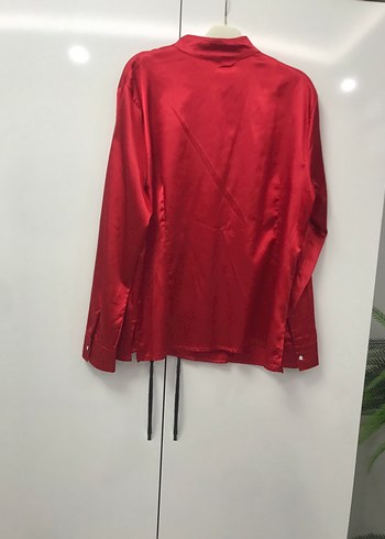 Saten İpek parlak taş pırlanta düğmeli gömlek - Görsel 16