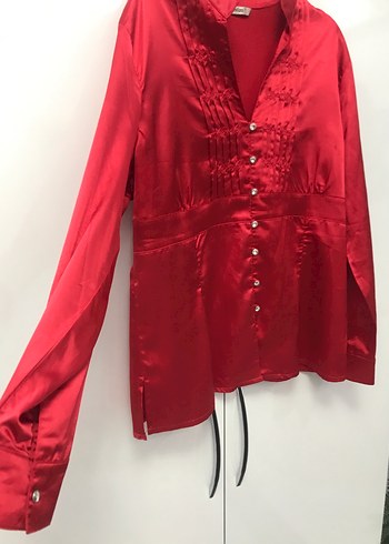 Saten İpek parlak taş pırlanta düğmeli gömlek - Görsel 20