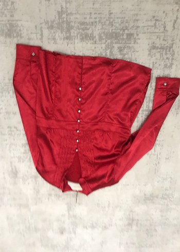 Saten İpek parlak taş pırlanta düğmeli gömlek - Görsel 15