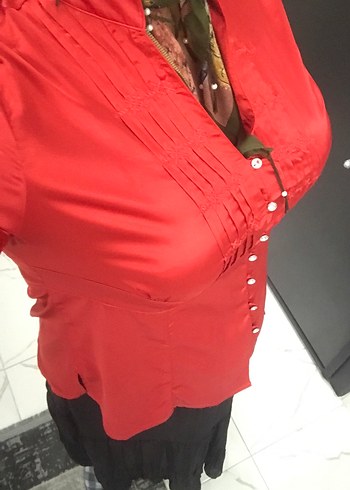 Saten İpek parlak taş pırlanta düğmeli gömlek - Görsel 3