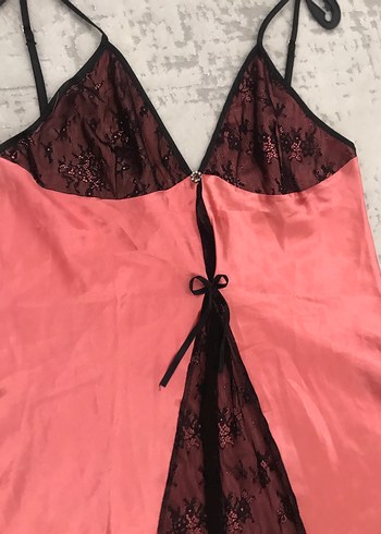 İnce Askılı Midi Parlak saten dantel detaylı gecelik - Görsel 9